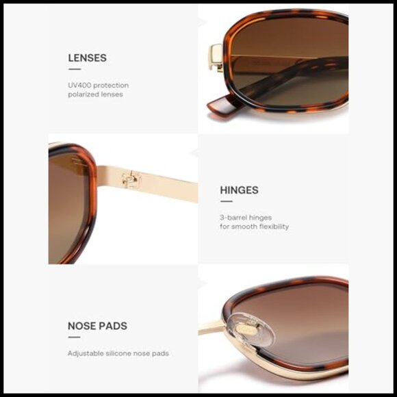Metal Frame Polarized Sunglasses with UV Protection, Lightweight main image 5